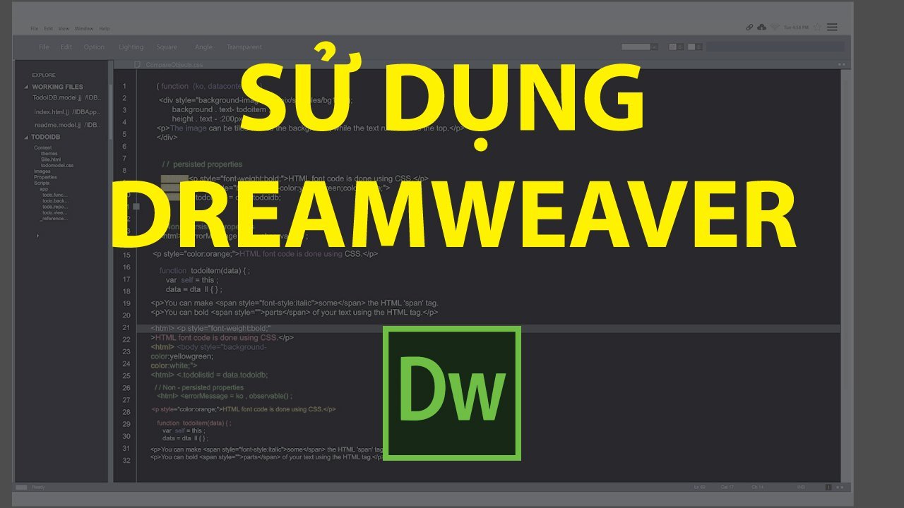 BÀI 4 - HƯỚNG DẪN SỬ DỤNG CĂN BẢN DREAMWEAVER